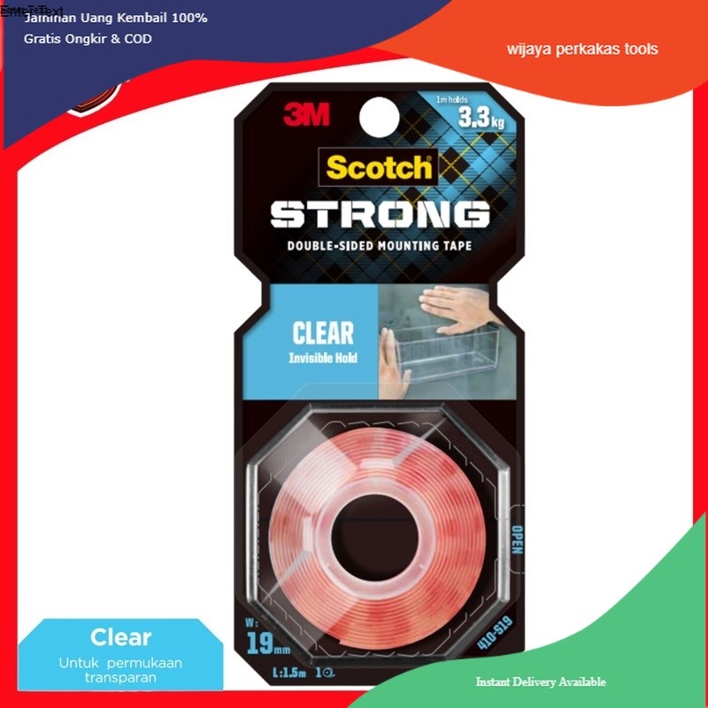 

3m Double Tape scotch permanent Tape mounting clear transparan bening 41-S19