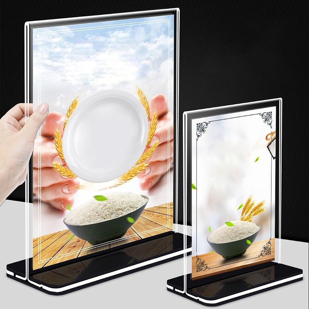 

Acrylic Panel Wine Catalog Menu Display Stand A4 A5 A6 Double Sided Table Card Sign Holder Vertical Desktop Ornament