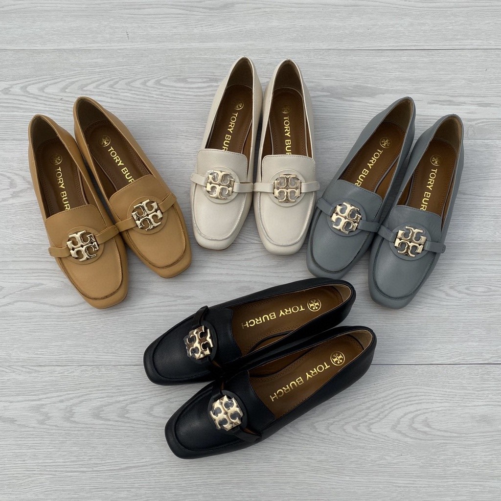 SEPATU WANITA KERJA DOLAN KEKINIAN BAGUS / Original 2023 New Tory Burch TB Metal Buckle Flat Loafers