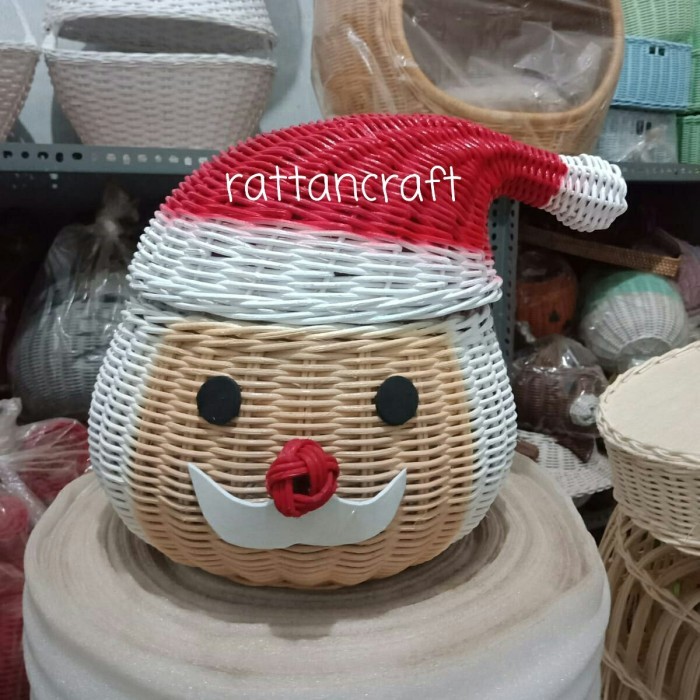 DISKON Rotan Kepala Santa Topi Miring / Rotan Natal / Rotan Hampers Natal