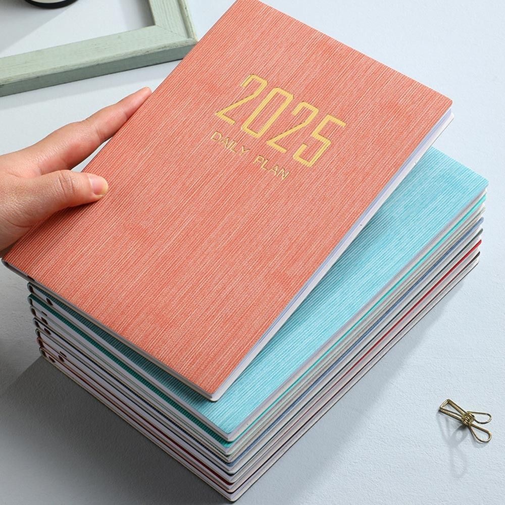 

2025 A5 Agenda Book PU Leather Cover Daily Weekly Monthly Planner Notebook To Do List English Notepad With Calendar For School