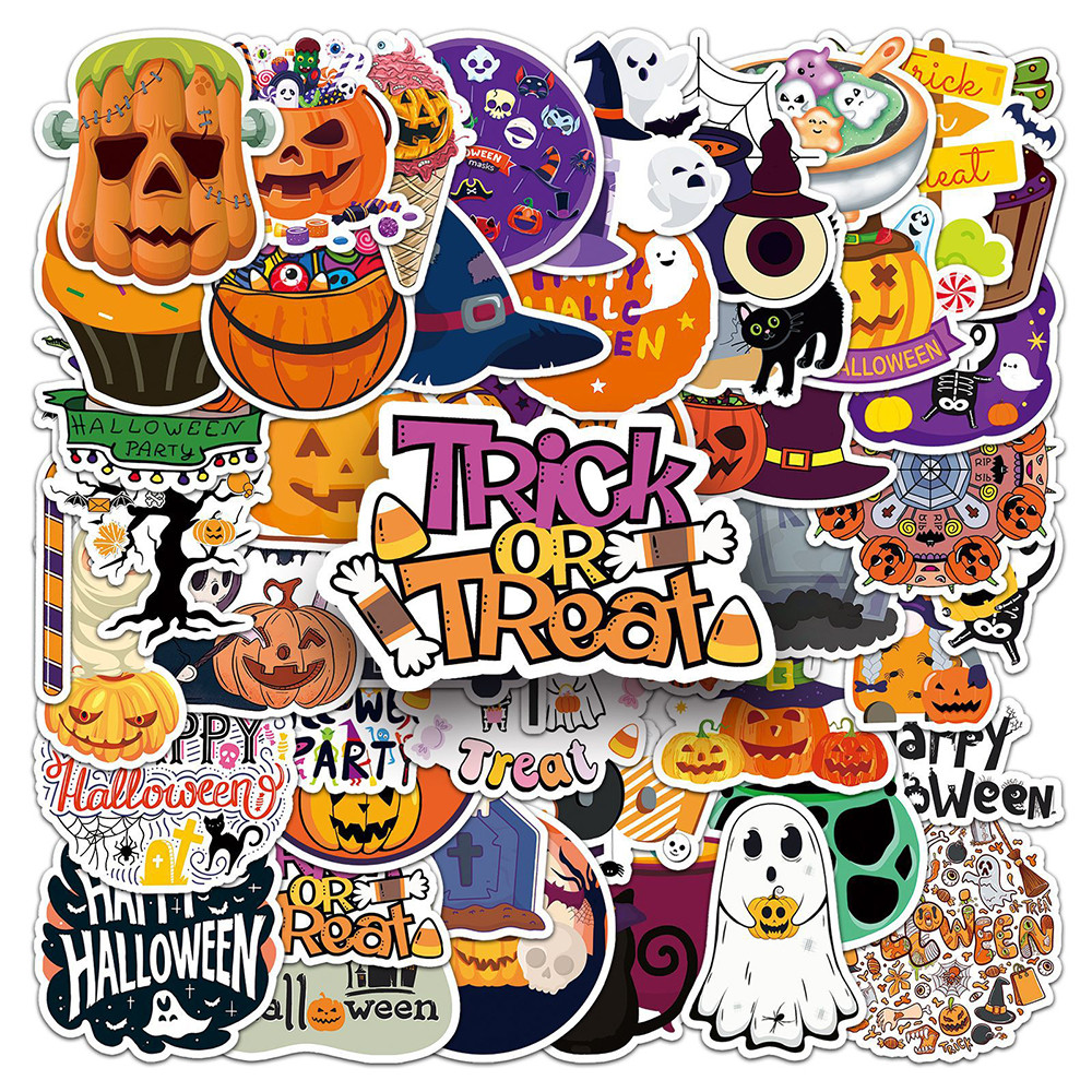 

10/30/50pcs New Cartoon Halloween Cartoon Stickers DIY Decoration Phone Bike Fridge Laptop Luggage Suitcase Car Kids Sticker Toy