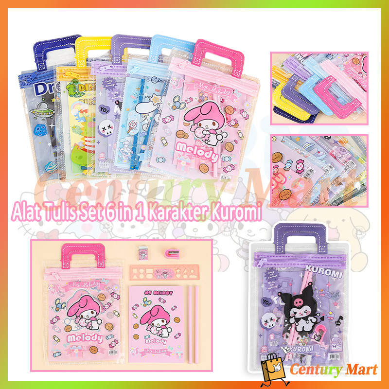 

Alat Tulis Set 6 in 1 Karakter Kuromi/Anak Sanrio Alat Tulis Set/sanrio melody cinnamoroll kuromi stationery set/Hampers Souvenir Birthday Anak