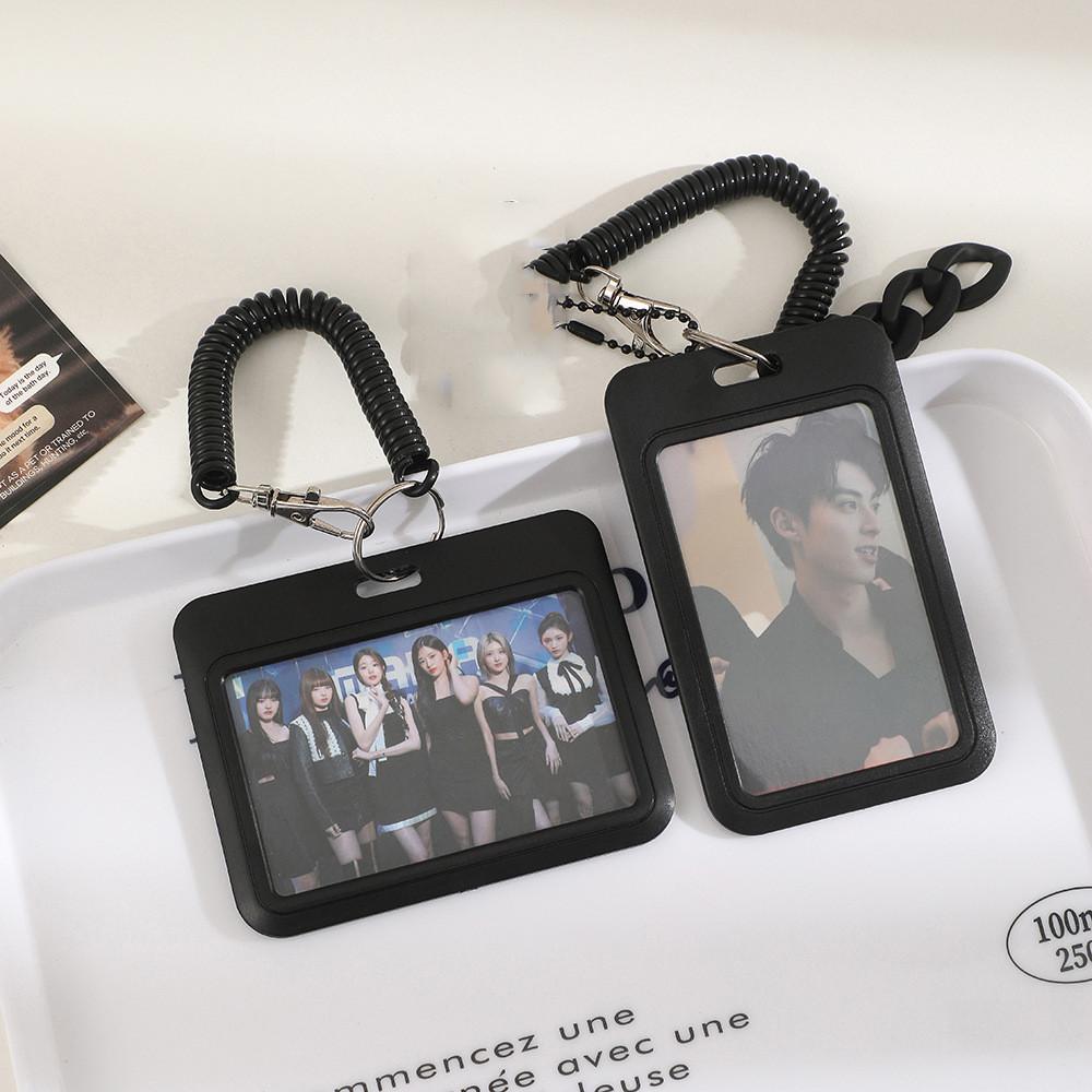 

Black Kpop Card Holder Photo Frame Cards Case Keychain Pendant Ins Idol Photo Card Sleeves Kpop Packaging Supplies 포카홀더