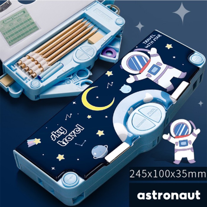 

[Promo] Kotak Pensil/Tempat Pensil Alat Tulis Multifungsi Kartun Lucu Anak - astronot
