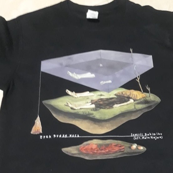 KAOS BAND EFEK RUMAH KACA SEPERTI RAHIM IBU,  KAOS BAND  bahan cotton combad24s tebal lembut nyaman 