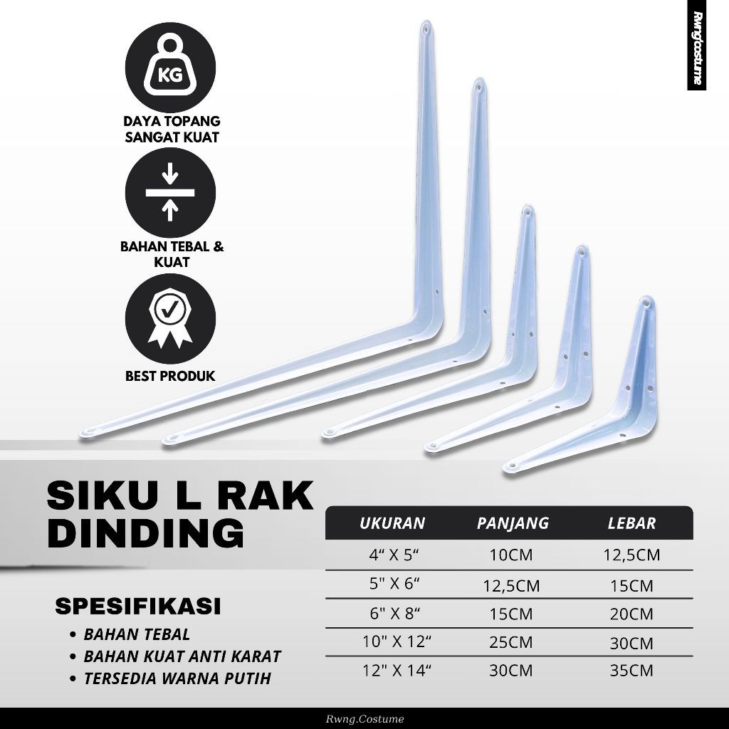 Wilmer Siku L Rak Dinding , Siku Rak Dinding , Siku Penyangga Rak Dinding