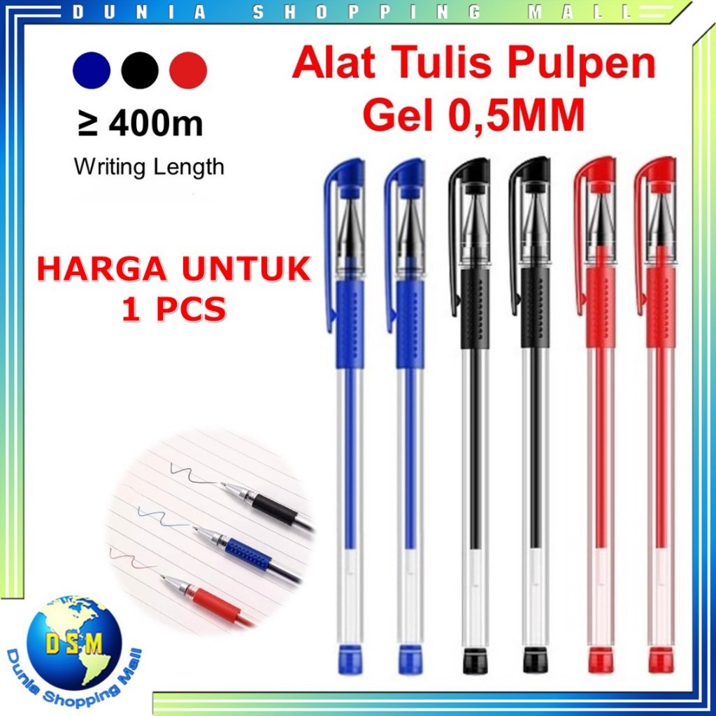 

Alat Tulis Anak / DSM Pena Gel 0.55mm Standard Pulpen Gel Standard Bolpoin Cair Alat Tulis Sekolah Bolpen Warna Hitam Biru Merah Murah
