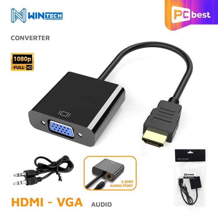 Kabel Converter HDMI to VGA with Audio and Power / HDMI VGA Audio Cable