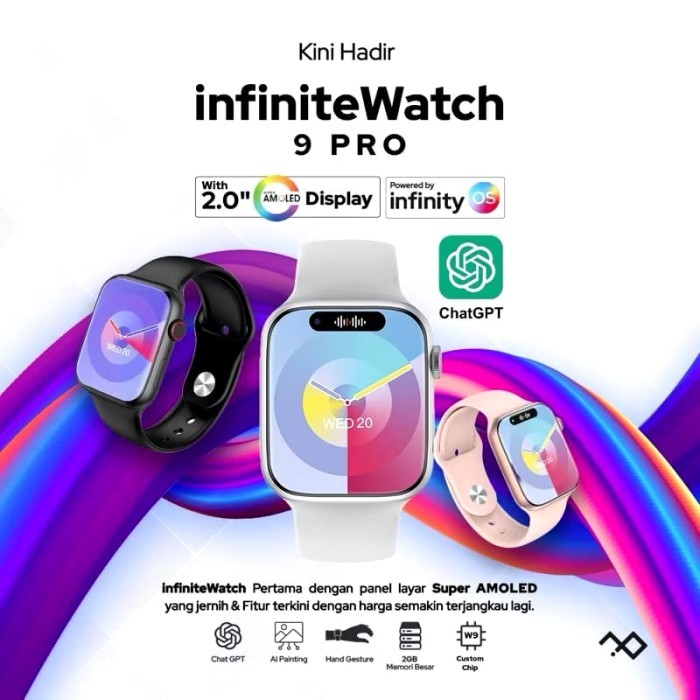 infiniteWatch 9 Pro with 2.0" HD AMOLED Display infinite watch 45mm - Black