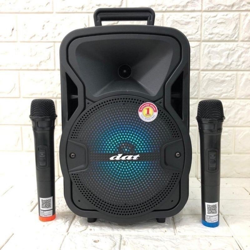 SPEAKER BLUETOOTH PORTABLE DAT DT 820 QD 820QD 8inch 8in 8 Inch BONUS 2 MIC WIRELESS SPEAKER KARAOKE