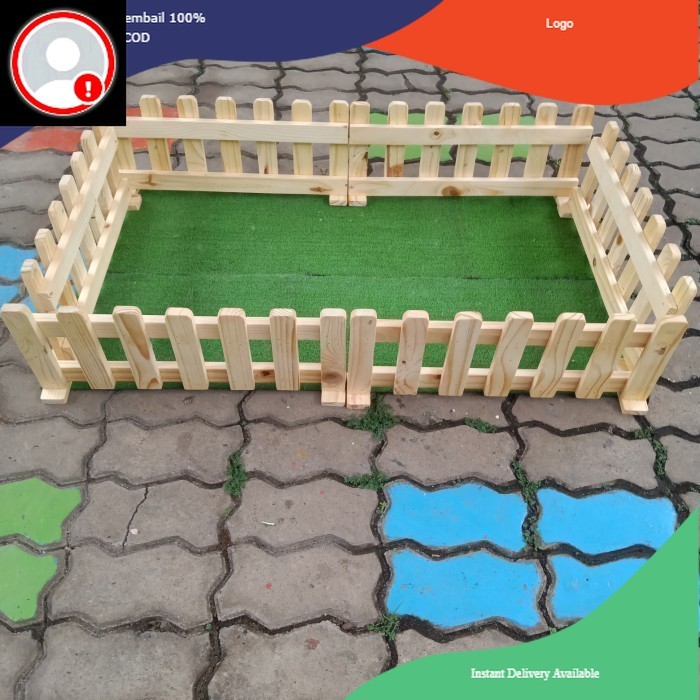 Pagar Kandang Kayu Kucing Kelinci Kura Kura 100X40Cm [Ready]