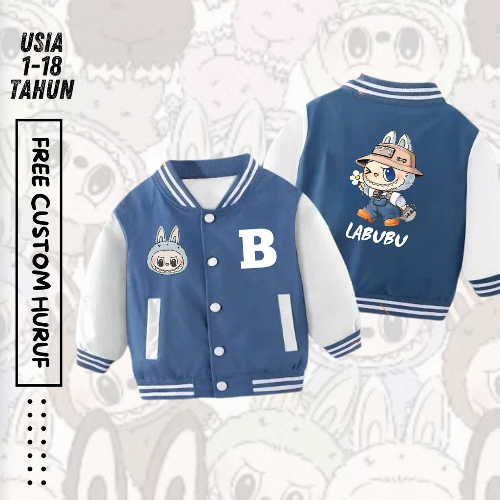 Jaket Varsity Anak Perempuan Import Karakter Lucu / Jaket Baseball Anak Laki Laki Tebal Inisial Nama