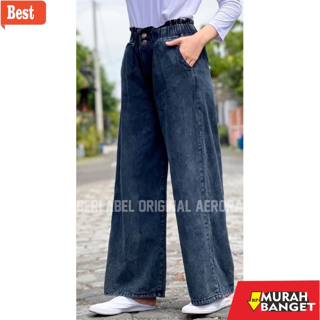 celana kulot wanita terbaru Aerora Kama #2 Celana Kulot Jeans Jens Panjang Jins Wanita Palazzo Kekin