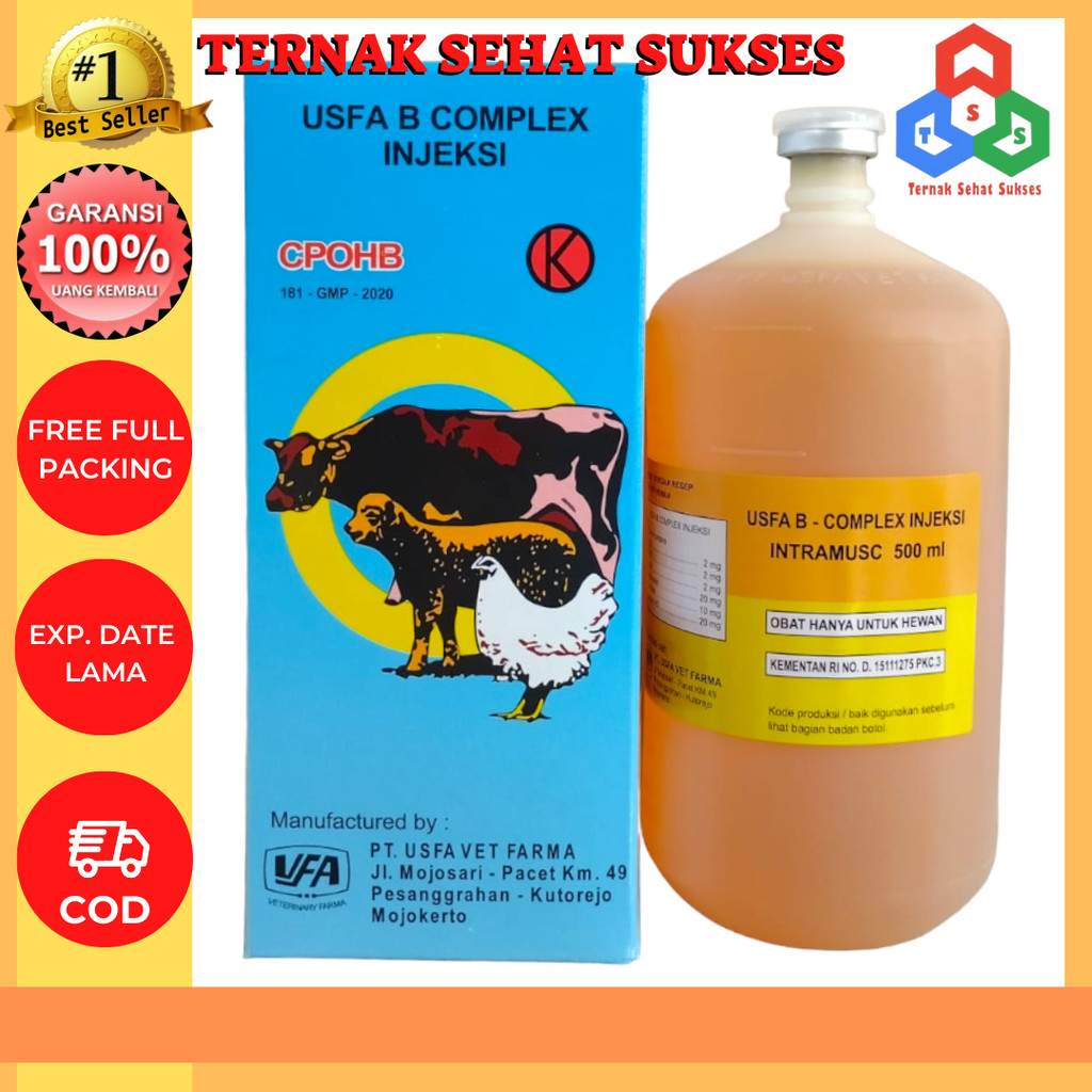 B COMPLEX injeksi 500 ml USFA - Vitamin B Complex Hewan Ternak TSS1