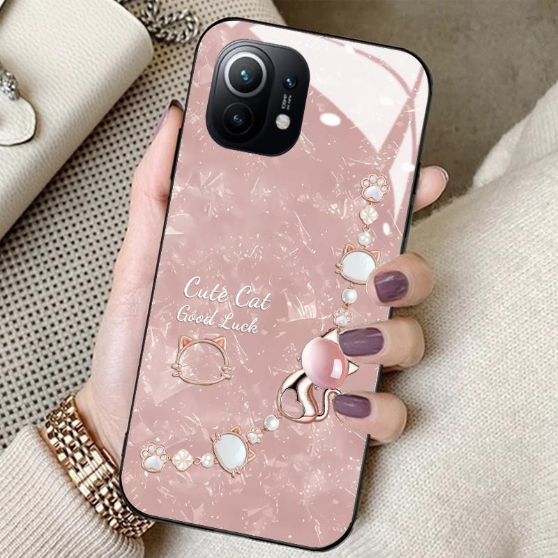 Casing Hp For Xiaomi Mi 11 Lite Mi 11 Lite 5G 11 Lite 5G NE 12 Lite HD Kaca Silikon Belakang Lucu Ku