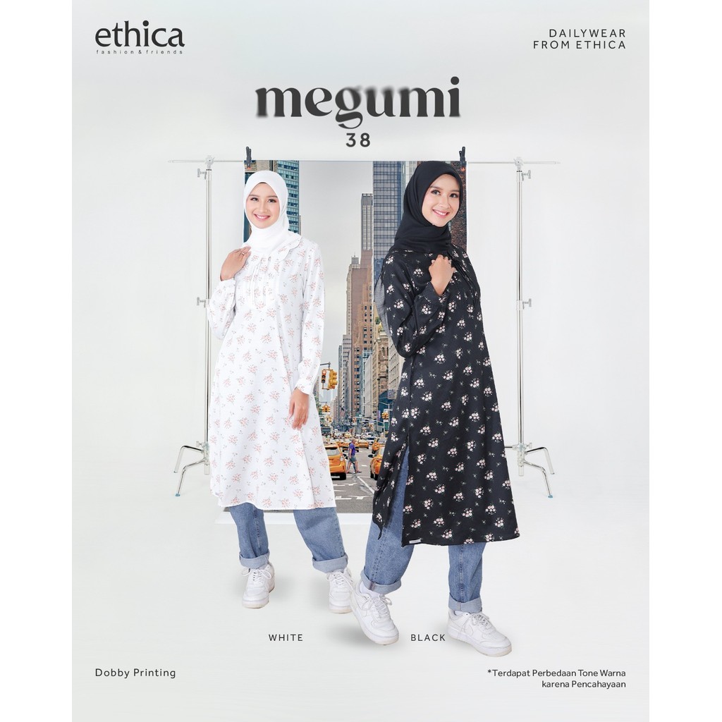 Ethica Long Tunik Megumi 38 | Long Tunik Motif Bunga Kecil Premium |