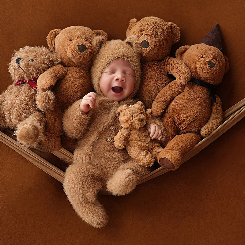 Plush Bear Dolls Newborn Photography Posing Props Cute Doll Background Decorative Props Studio Baby 