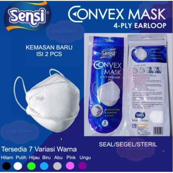 PAMFY MASKER SENSI CONVEX MASK 4 PLY EARLOOP ISI 2 PCS SACHET ORIGINAL QUALITY