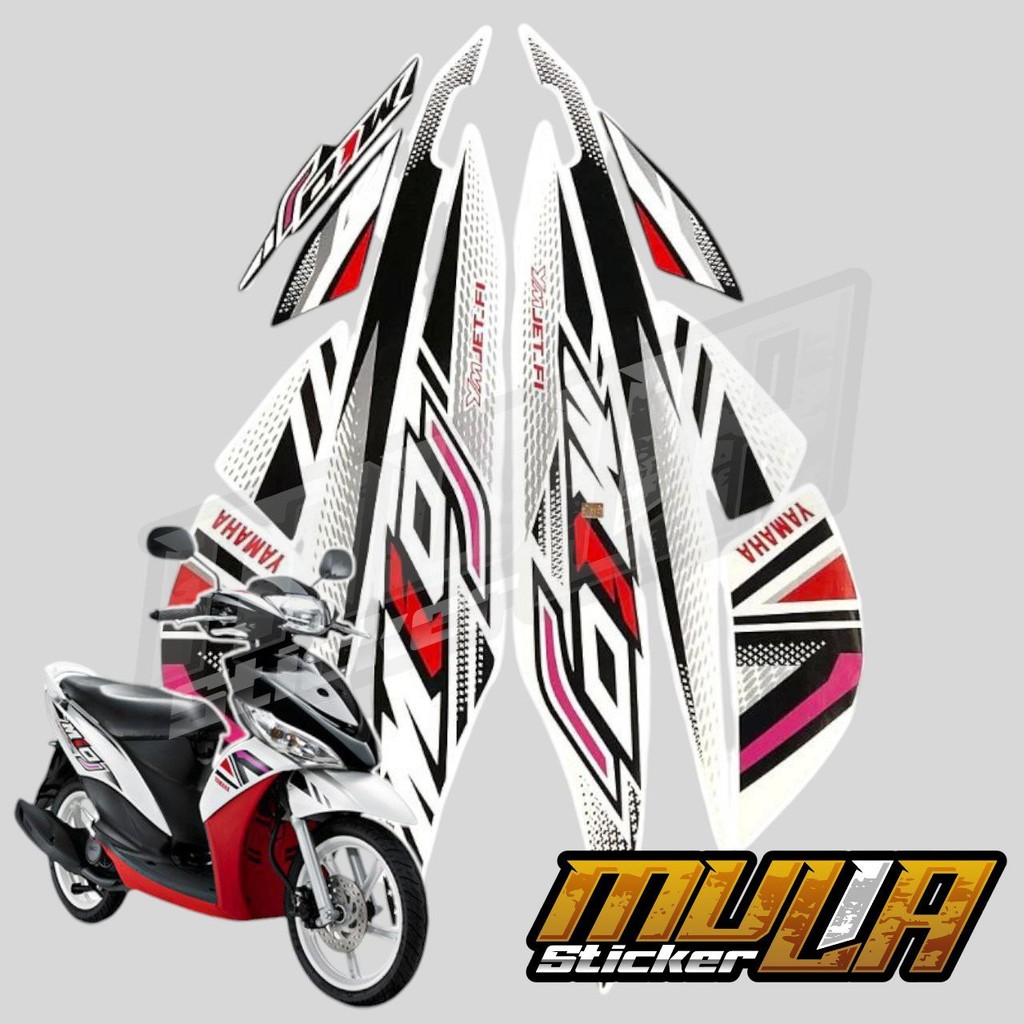 STICKER STIKER POLET LIS STRIPING MOTOR FULL BODY YAMAHA MIO J 2012 WARNA HITAM PUTIH MERAH