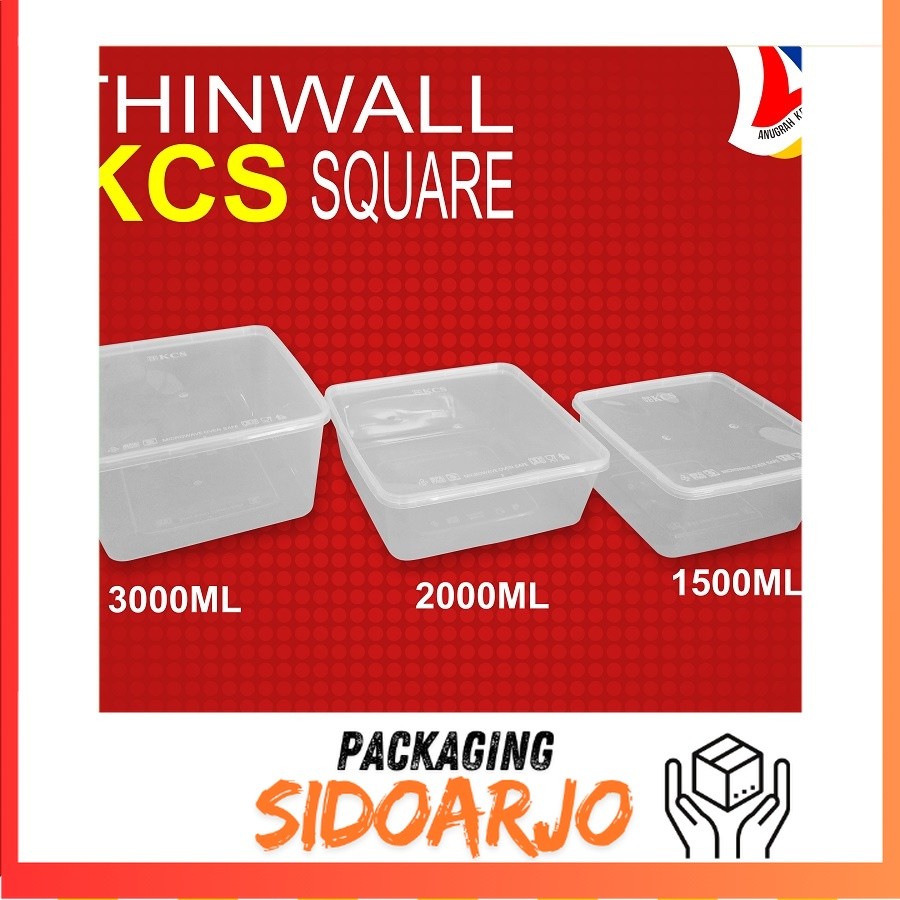 Thinwall Kcs Square 1.500 Ml / Kotak Plastik Isi 25 Pcs
