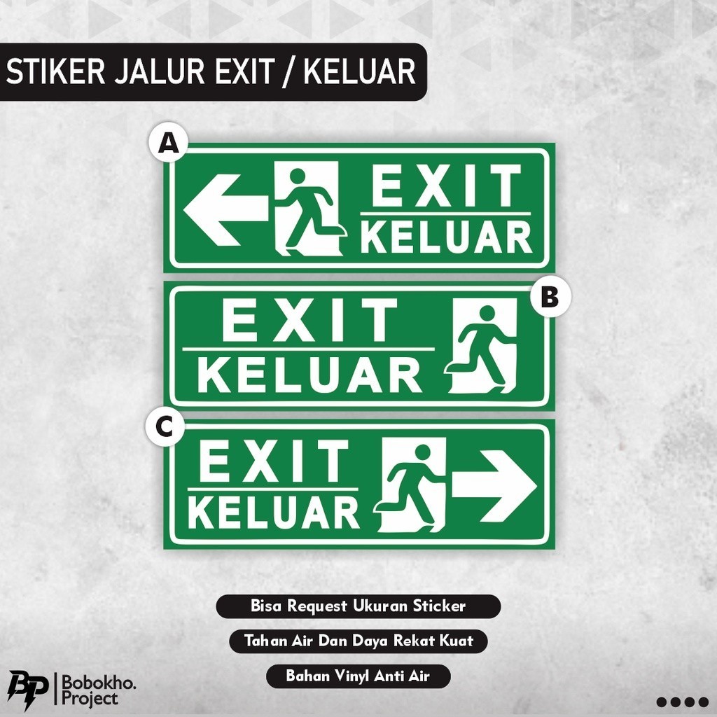 

Stiker Exit / Sticker Jalur Exit / Stiker Keluar / Sticker Jalur Keluar / Sticker Emergency CingWangPrint