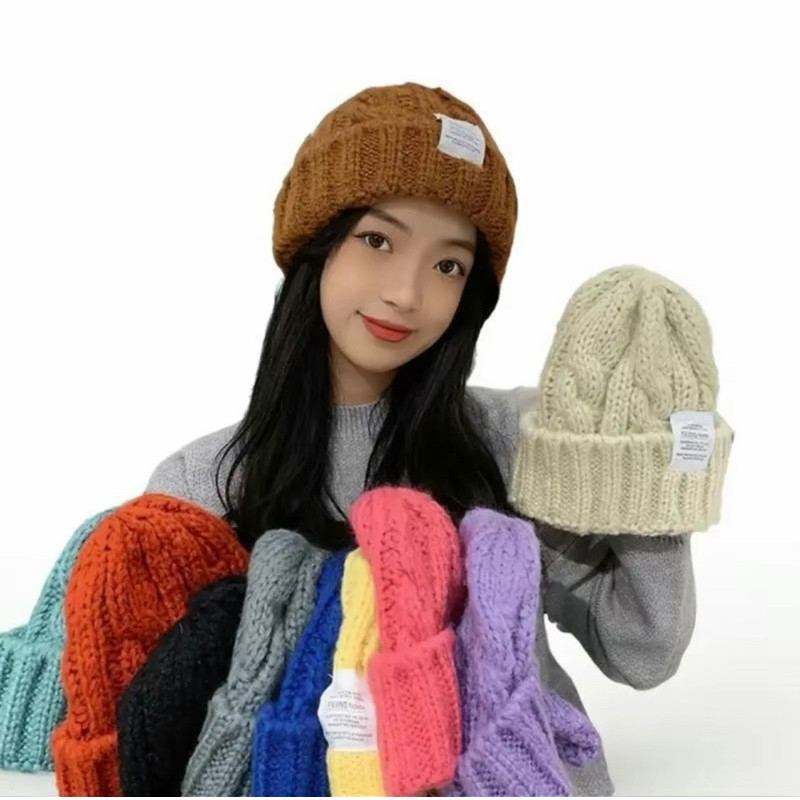 Kupluk Rajut Musim Dingin Tebal Kupluk Pompom Winter Qualitas Import Topi Beanie Wanita & Pria