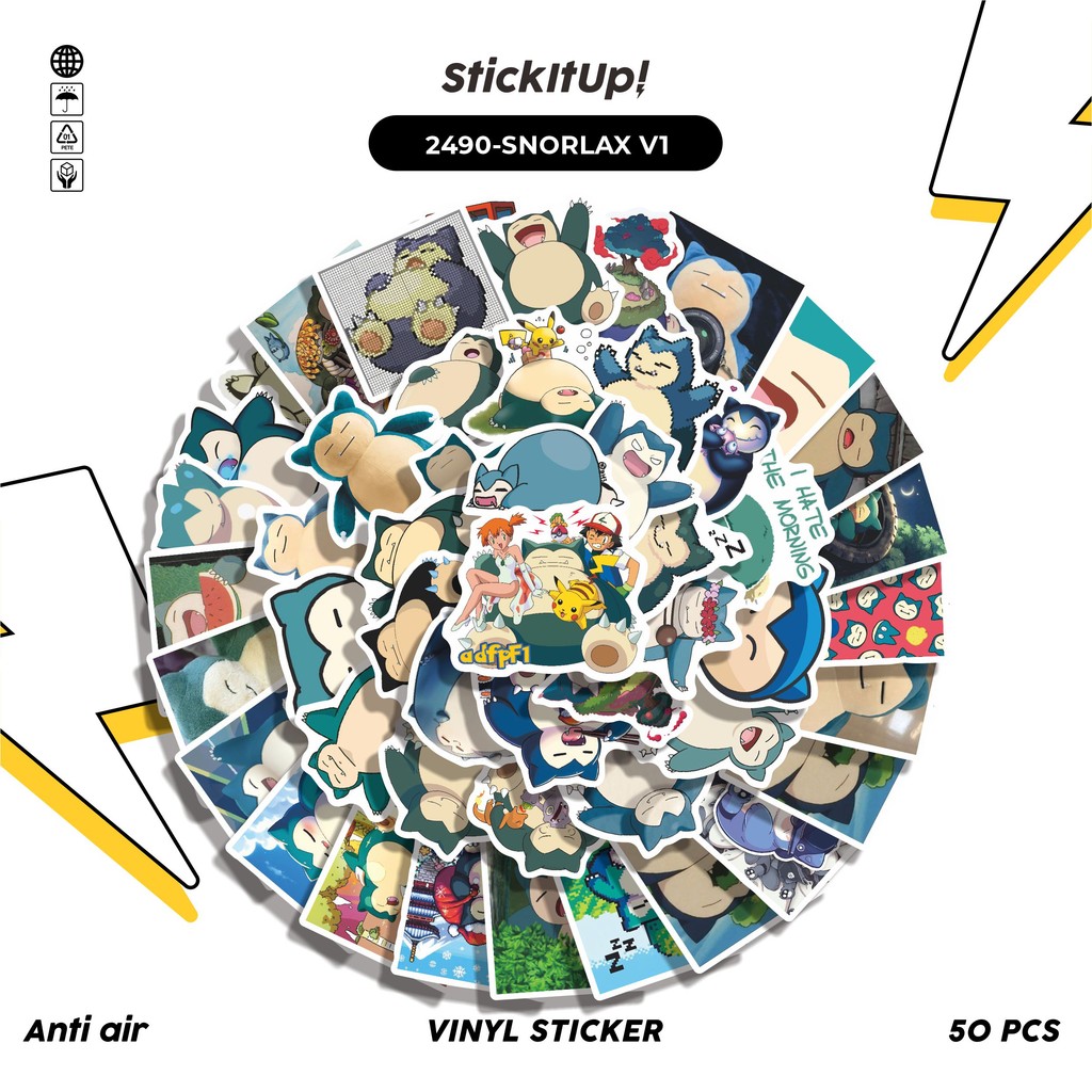

COD✨ 50 Pcs Stiker Pack SNORLAX V1 Lucu Aesthetic Vynil Waterproof untuk Freebies Sticker Buku Journal Casing HP Laptop