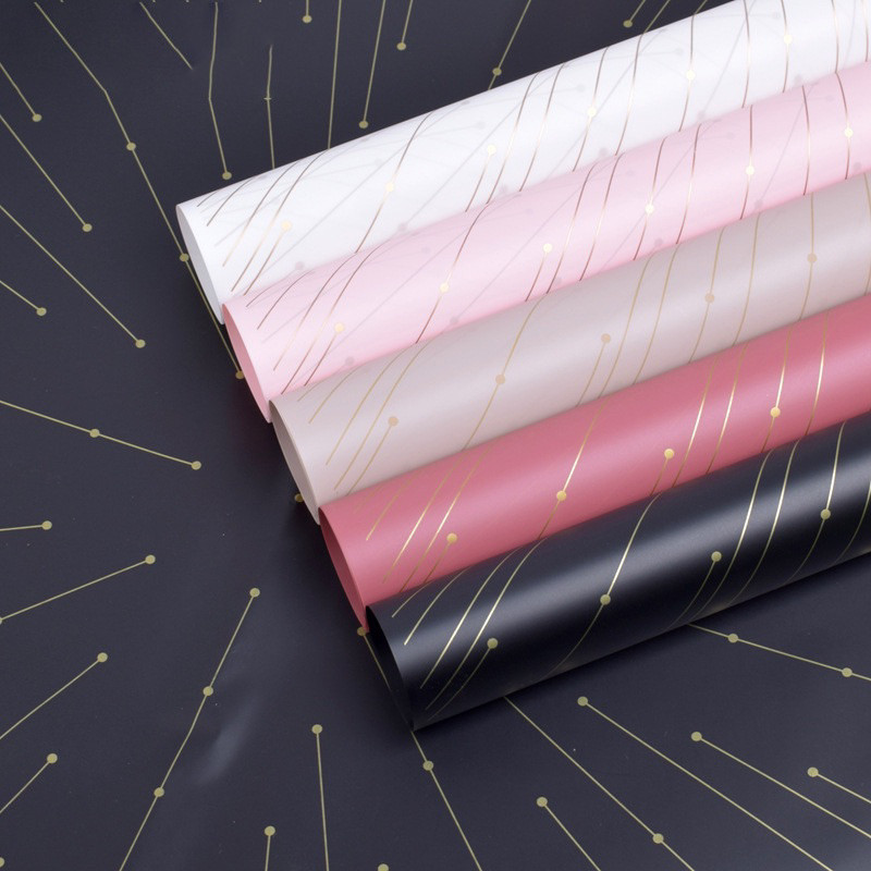 

[ 5 LEMBAR ] Kertas Bunga Cellophane Motif Garis Warna Gold Flower Paper Wrapping Paper Kertas Buket Bunga BC