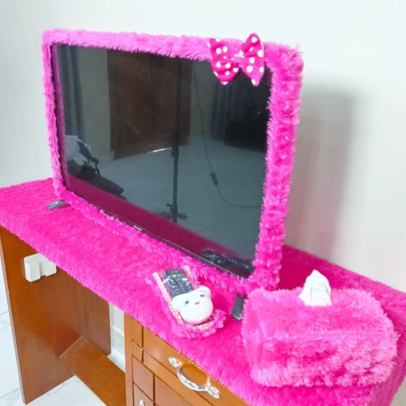Terbaru bando tv led pita ukuran 14-32 inch + taplak meja ukuran 50x150cm + sarung remot karakter do