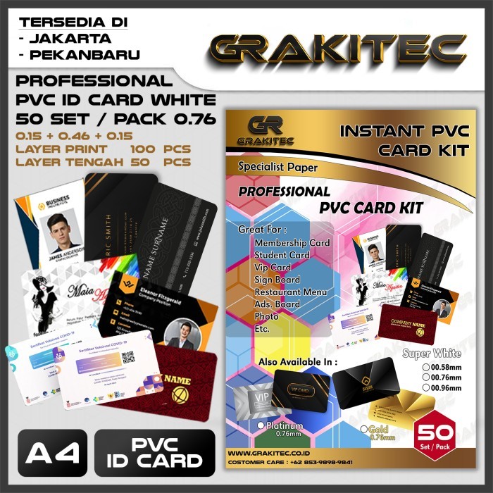 

Thosti Kertas PVC ID Card 50 Set Grakitec Professional Super White 0.76mm - white0.76 50set