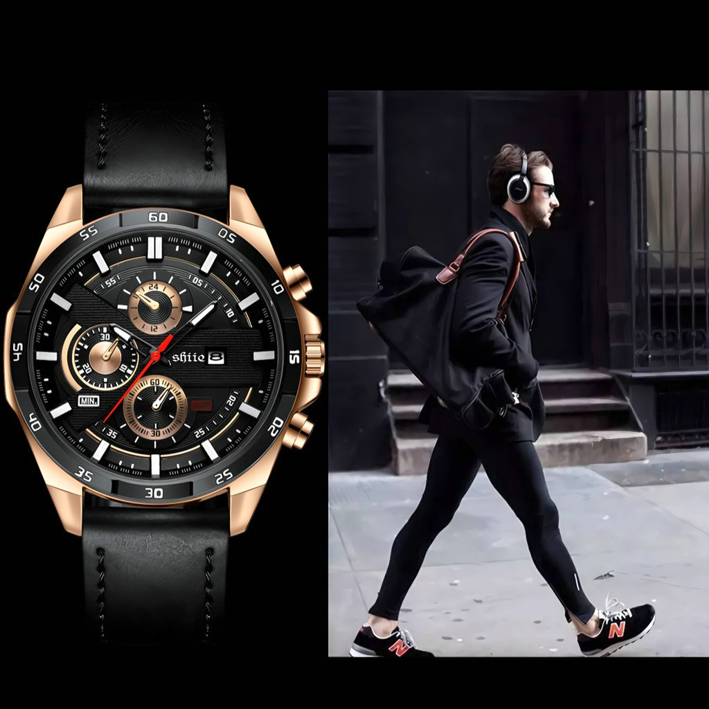 SHIIE Jam Tangan Pria VAVA VOOM 100% Original Kronograf Tanggal COWOK Quartz