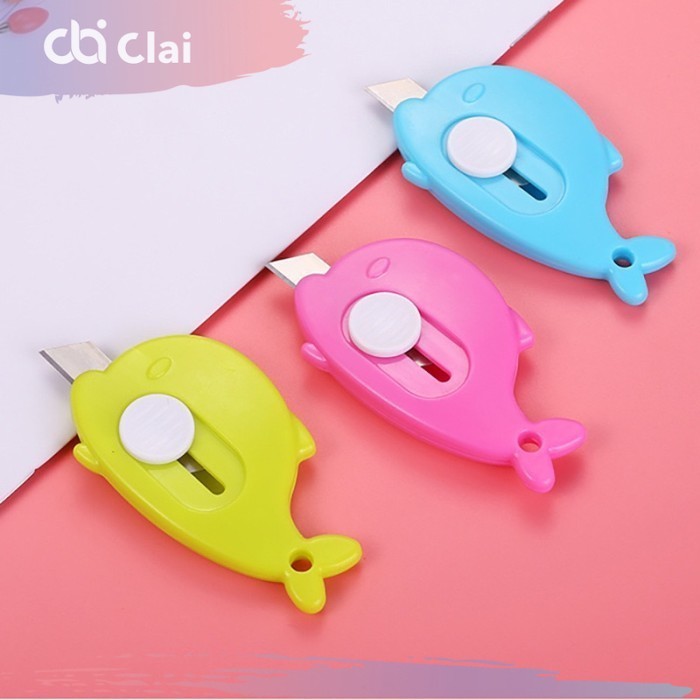

CLAI Hand Cutter Mini Karakter Ikan Paus Dolphin Whale Pisau Pemotong Kertas Travel Size Portable Kartun Untuk Alat Tulis ATK dokumen Paket Online