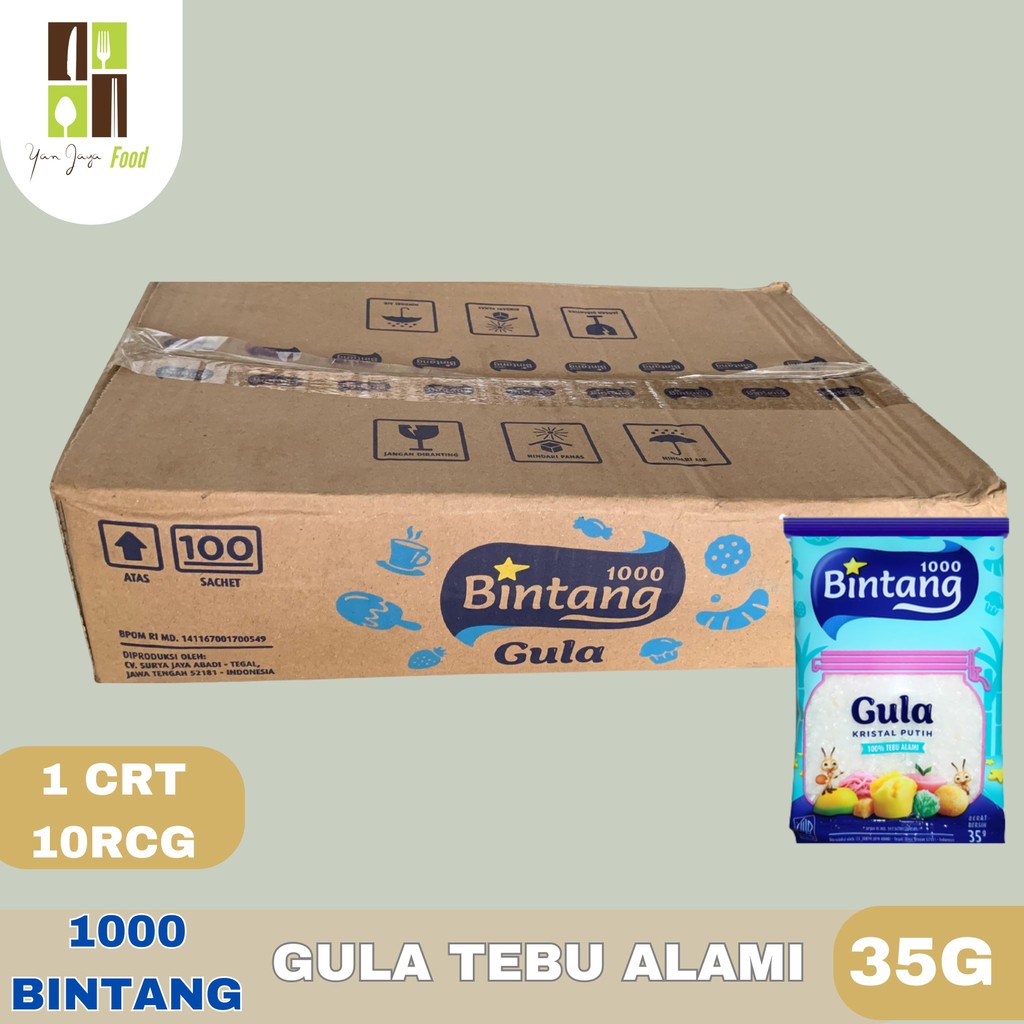

Gula 1000 Bintang 35GR / 1CRT / 1CRT ISI 10RCG / Gula Tebu Alami / Gula Kristal Putiih