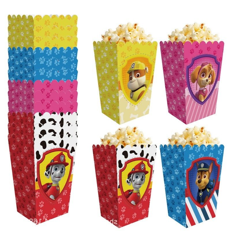 

12Pcs/Set Paw Patrol Theme Candy Popcorn Box Cookies Chocolate Snacks Boxes Boy Girl Birthday Candy Box Party Supplies