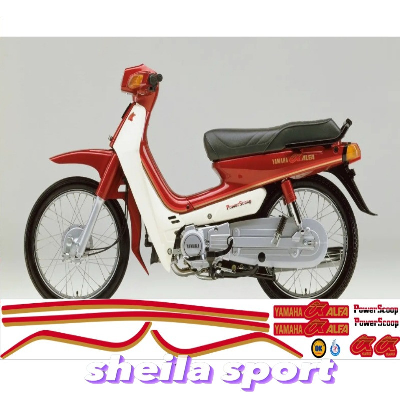 Stiker Alfa Striping Motor yamaha alfa Tahun 1988 merah putih