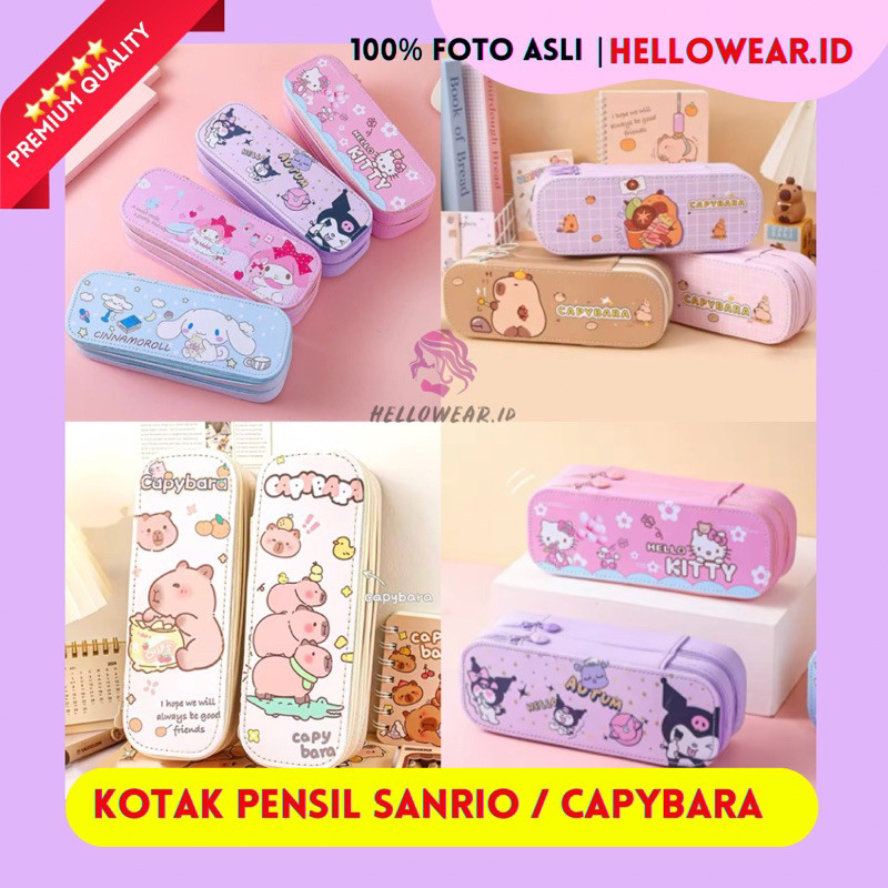 

Kotak Pensil Stationery Dual Zipper SANRi0 Melody Hellokitty Cinamo Kuromi Pouch Karakter