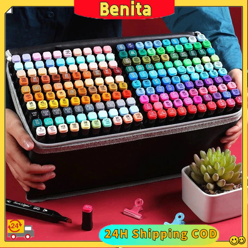 

【Harga Minimum】 204/168/120 Warna Dua Side Sketsa Spidol Umum General Marker Set Animation Markers / Twin Market Set Spidol