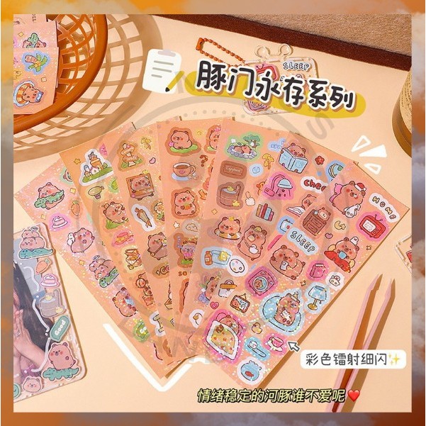 

MUMUSLAND STICKER WATERPROOF 1 SET 10 PCS KARTUN KAPIBARA CAPYBARA MOTIF KARTUN LUCU UNIK A-SK016