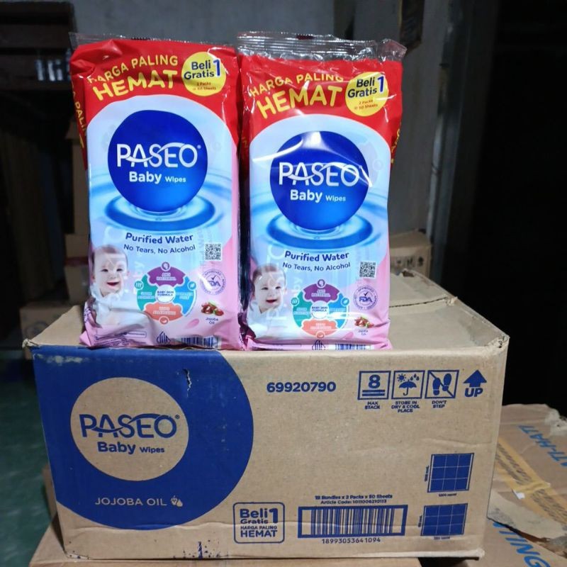 Paseo tisu basah 1 karton 18 bandel