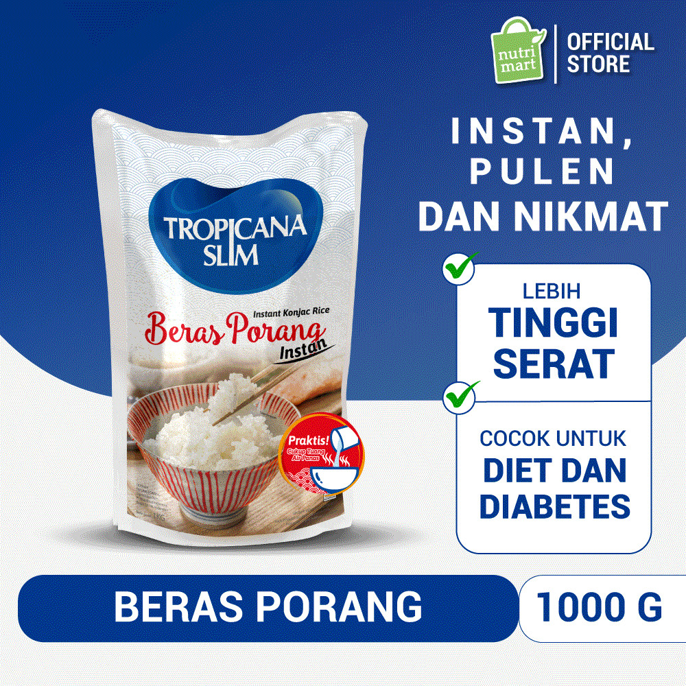 

Terlaris Tropicana Slim Beras Porang Instan Tinggi Serat 1000g