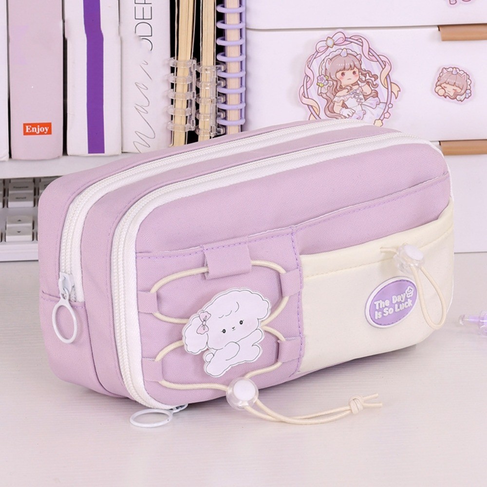 

Simple Large Capacity Student Pencil Case Multi-layer Flip Style Cute Pencil Pouch INS Canvas Gel Pen Organizer Kids