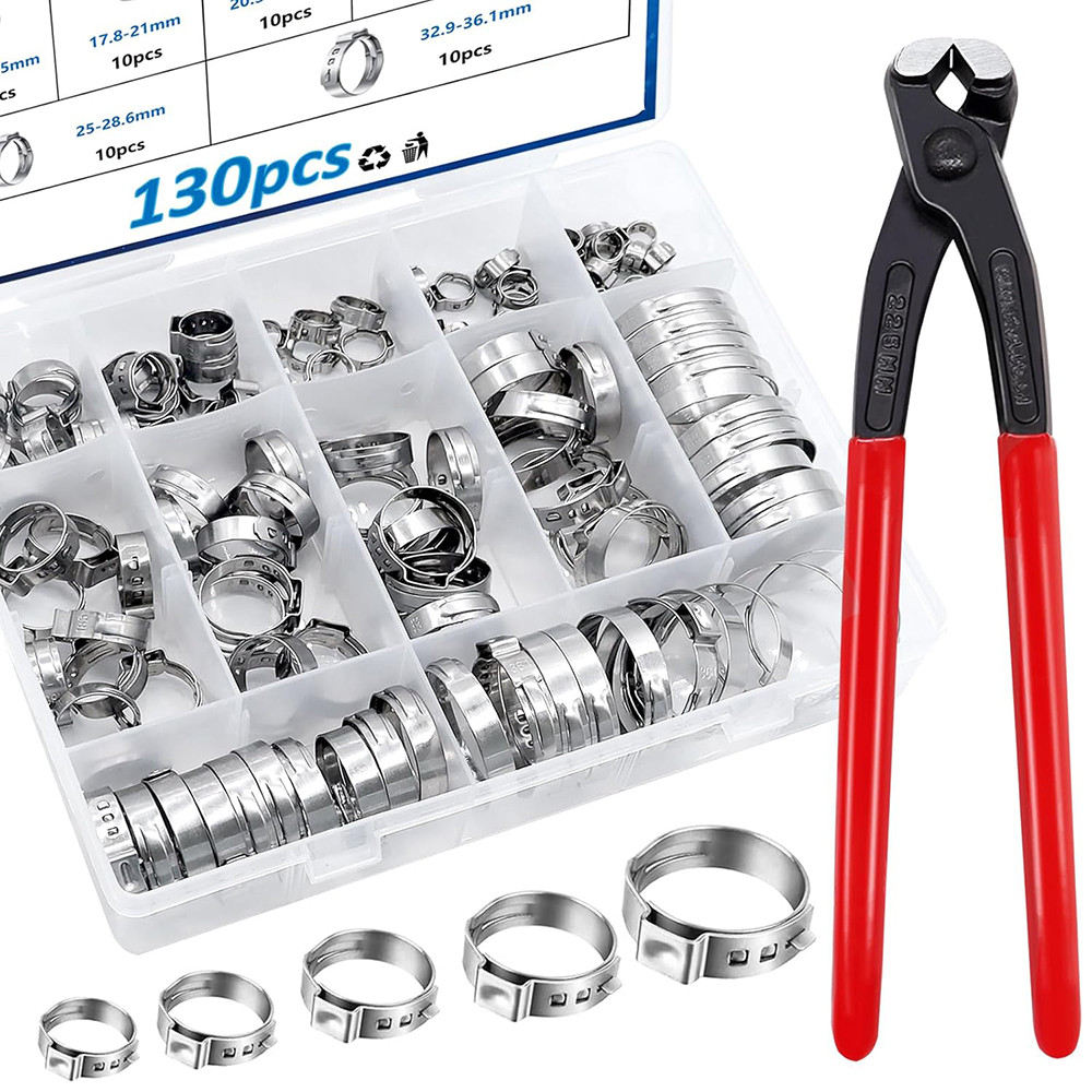 12 # 304 stainless steel single ear hose clamp with ear clamp 6-36.1mm curled hose clamp combination