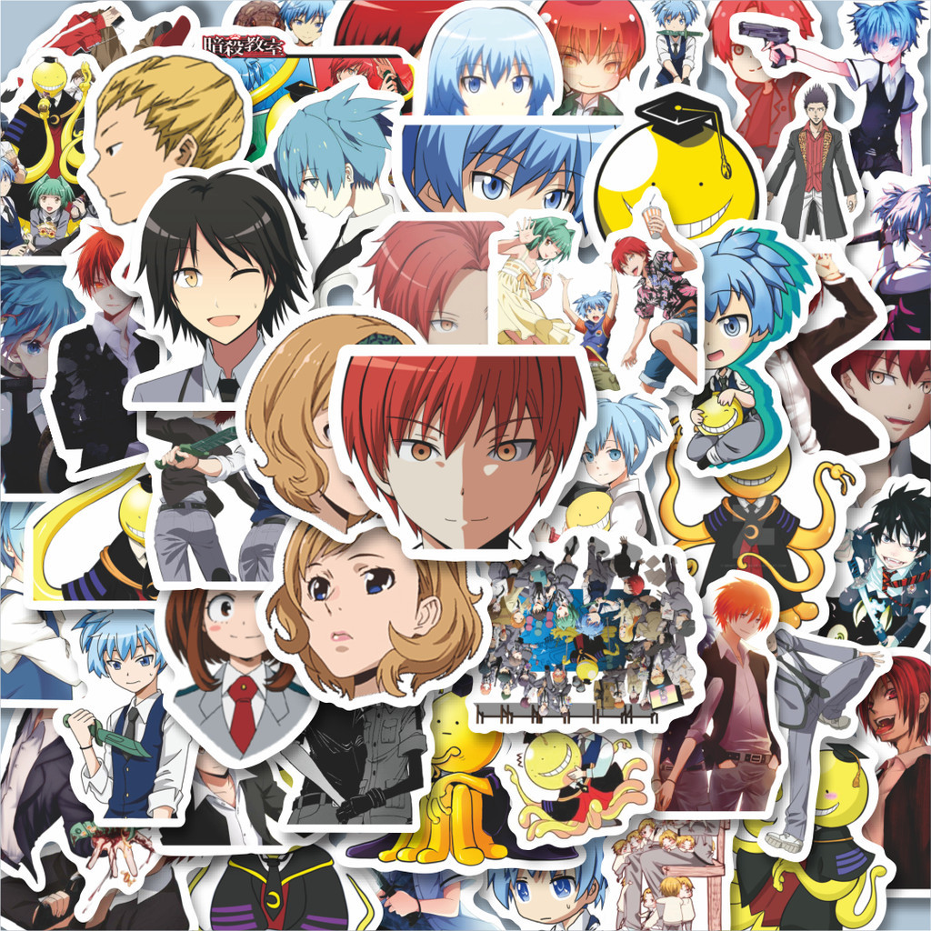 

100PCS Lucu Sticker Anime Assassination Classroom (Ansatsu Kyōshitsu) Stiker Aesthetic Stiker Anti Air Stikers Berperekat Waterproof sticker decal buat Motor Helm Buku Journal Koper Casing HP Laptop Botol Minum Hadiah anak