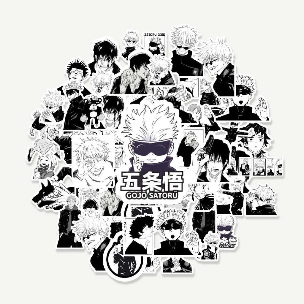 

Sticker Pack Stiker Anime Jujutsu Kaisen Black & White | Sticker TUMBLR | Stiker LAPTOP KOPER HELM