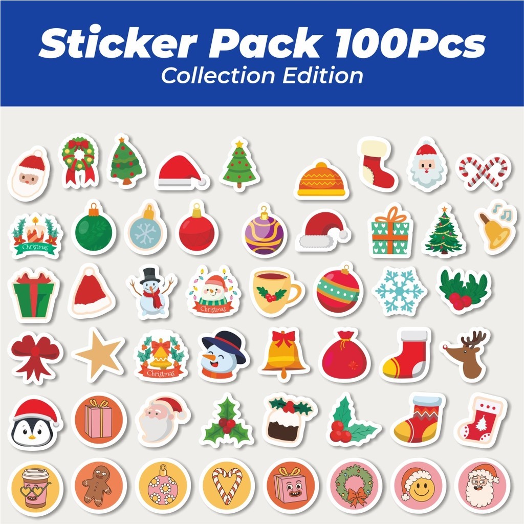 

Hot Sticker Natal Lucu Anti Air Stikers Berperekat Waterproof Sticker Decal Buat Motor Helm Buku Journal Koper Casing HP Laptop Botol Minum