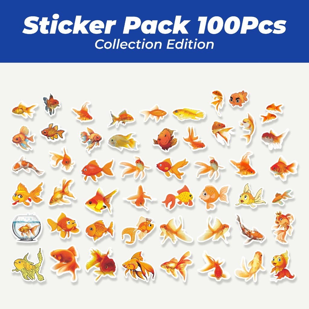 

Hot Stiker Hewan Goldfish/Ikan Emas Lucu Anti Air Stikers Berperekat Waterproof Sticker Decal Buat Motor Helm Buku Journal Koper Casing HP Laptop Botol Minum