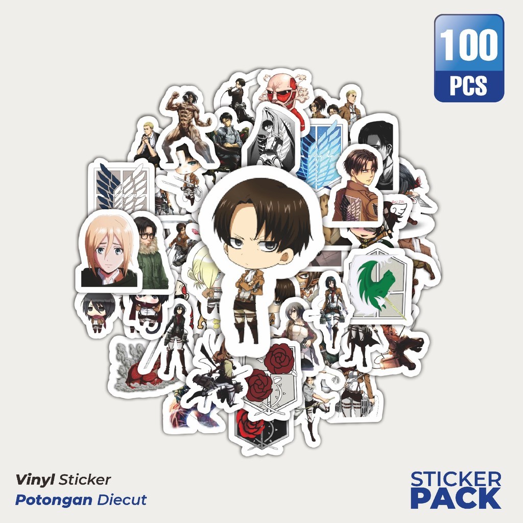 

MURAH 100 PCS Stiker Anime Attack On Titan 2 Waterproof Aesthetic- Untuk Laptop, Motor, dan Helm - Paper Stationery Pack