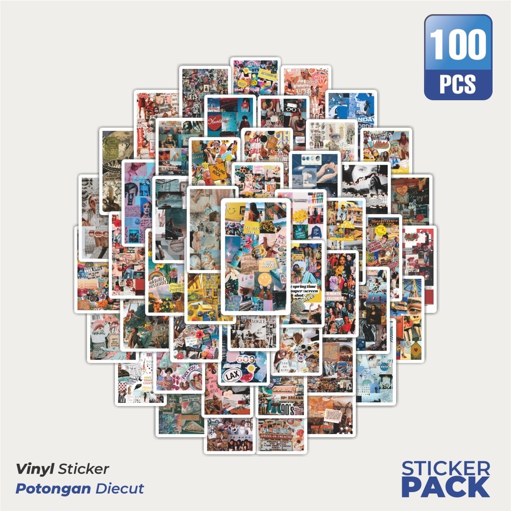 

MURAH 100 PCS Stiker Splice Mosaic Art Versi 1 Waterproof Aesthetic- Untuk Laptop, Motor, dan Helm - Paper Stationery Pack