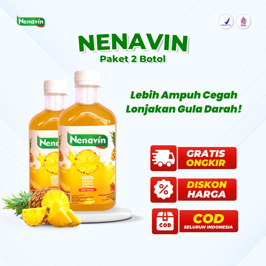 

Nenavin Cuka Nanas 2 Botol 7x Lebih Ampuh Atasi Diabetes dan Asam Urat BPOM Halal